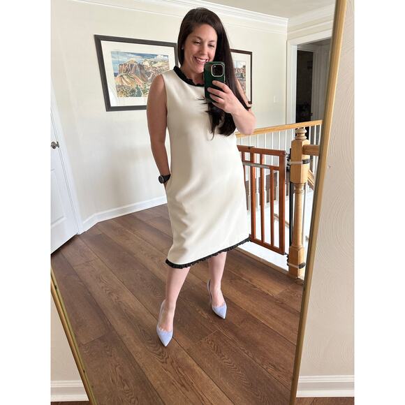 J. CREW Sleeveless Ruffle Trim Shift Dress Size 14 Tall
